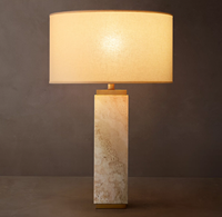 Lampe de chevet moderne E26 flexible et simple, base rectangulaire en laiton, abat-jour en lin, LED à intensité variable pour chambre et bureau