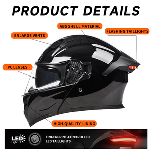 Nhà Máy Bán buôn LED Đèn đuôi đầy đủ mặt mở xe máy Mũ bảo hiểm ABS Modular Flip Dot được phê duyệt đôi <span class=keywords><strong>D</strong></span> đóng cửa tất cả - Product Image 2