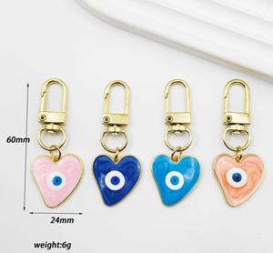 Llavero de lujo de aleación de zinc con diseño de gota de agua, corazón, ojo turco y brújula, esmaltado con ojo azul, resistente al agua, para amistad, pareja, bolso, coche y teléfono - Product Image 6