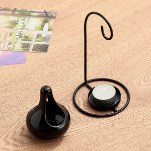 Brûleur de cire fondue en céramique noire de luxe Minimaliste Suspendu Poêle Photophore <span class=keywords><strong>Lampe</strong></span> de parfum en résine <span class=keywords><strong>pour</strong></span> huile de parfum essentielle - Product Image 3