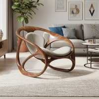 Fauteuil lounge scandinave moderne confortable en bois, fauteuil rembourré, fauteuil de salon design pour le mobilier de salon