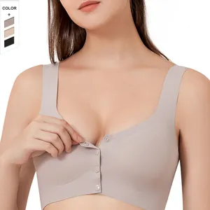 What is Wholesale Soft Latex Traceless Vest Type Large Size Front Open  Button Pregnant Breastfeeding Maternity Nursing Bra