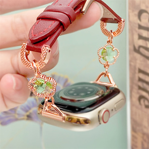 <span class=keywords><strong>Bracelet</strong></span> fleur en <span class=keywords><strong>cuir</strong></span> de luxe haut de gamme pour Apple iwatch smartwatch s10 nouvelle 56789 chaîne se femmes s9 - Product Image 5