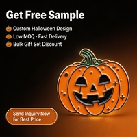 Calabaza Sonriente de Halloween con Esmalte Galvanizado para Imitación Antigua, Tallo Rizado Verde, Detalles de Estrella, Metal Otoñal