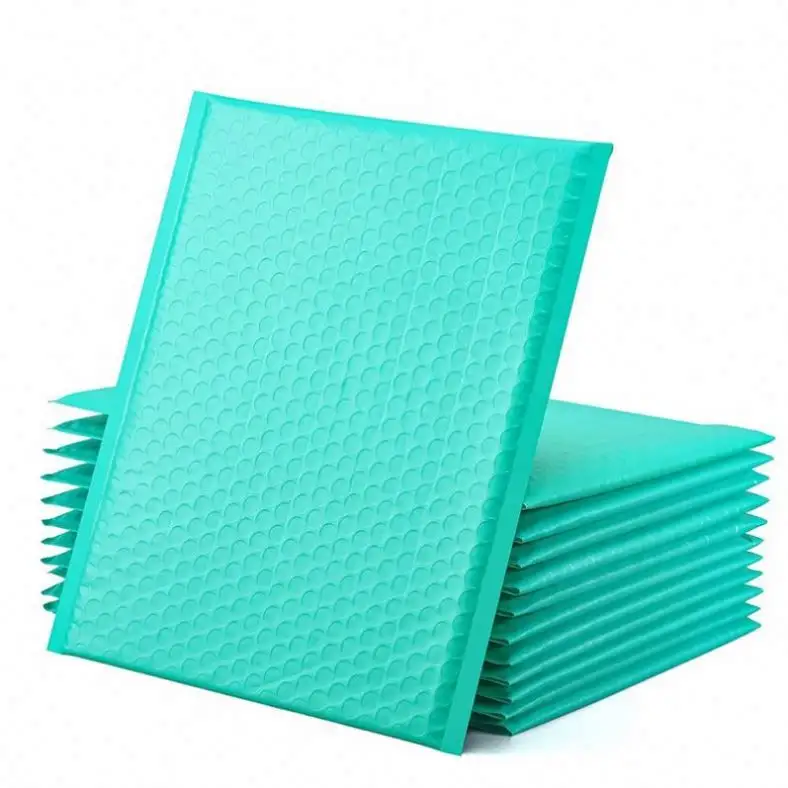 Sobres autoadhesivos impresos con logotipo propio de color personalizado OEM al por mayor, envío de sobres acolchados de burbujas verde azulado polivinílico
