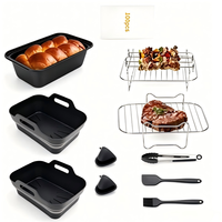 Lot de 9 accessoires pour friteuse à air chaud, doublures en silicone réutilisables de qualité alimentaire, style carré moderne, pour friteuse à double panier