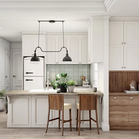 Meubles de cuisine Lesso Home style ferme avec îlot central et bar à petit-déjeuner pour villa