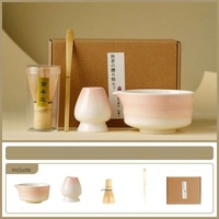 Nouvel ensemble de matcha minimaliste premium avec logo, 4 pièces, avec bol, boîte cadeau, fouet en bambou chromé, kit de démarrage pour matcha, rose