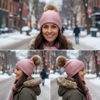 Topi Beanie Rajut Tebal Khusus Tim Olahraga Musim Dingin dengan Pom Pom untuk Wanita dan Gadis, Topi Beanie dengan Cetakan Metalik, Topi Gorras Mewah Berlipat Lembut Y2K