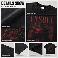 Hersteller Maßgeschneidertes Vintage Acid-Washed Übergroßes Baumwoll-T-Shirt für Herren Übergroßer Vorderseitiger Strass-Grafikdruck Streetwear T-Shirt