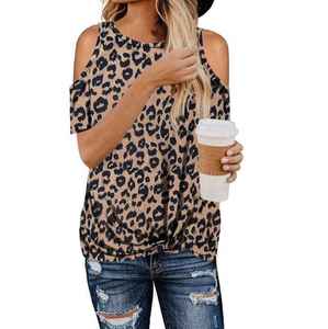 Nouveau T-shirt en <span class=keywords><strong>toile</strong></span> respirant et écologique à imprimé léopard pour femmes, style européen et américain, vente chaude - Product Image 1