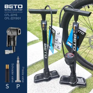 Bomba de alta presión para bicicleta de montaña, inflador de accesorios de acero de alto carbono para suelo de bicicleta con manómetro