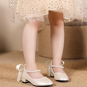 Nouvelles chaussures Mary Jane pour filles, style princesse, avec bride de cheville en perles, nœud en ruban blanc, pour spectacle et fête - Product Image 3