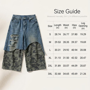 Pantaloncini in denim larghi personalizzati vintage blu con tessuto sfilacciato e strappato, gamba larga, vestibilità comoda per tutti i giorni, OEM, da uomo, stile skate streetwear - Product Image 6