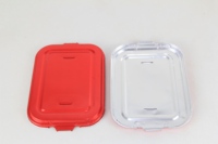 Conteneur alimentaire rectangulaire jetable en aluminium argenté avec couvercle en aluminium, qualité alimentaire, compatible four, usage aérien, 350 ml