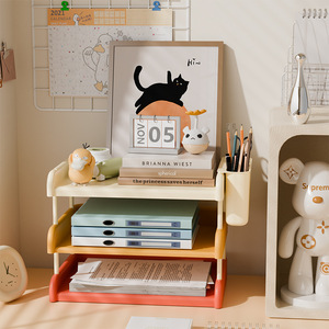 Étagère de rangement de bureau à 3 niveaux, porte-documents A4, organisateur de bureau pour fournitures de bureau et documents - Product Image 2