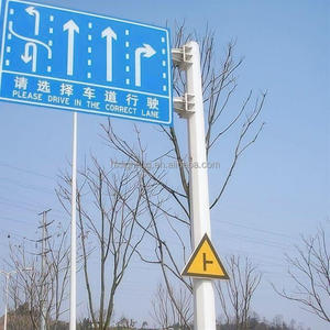 Poteau De Signalisation Routière, Tube En Acier Galvanisé, Poteau De