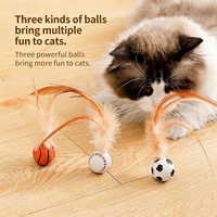 Nouveau jouet pour chat en caoutchouc élastique avec plume, pour le jeu autonome, anti-ennui, lanceur interactif, baguette de chat, fournitures pour animaux de compagnie
