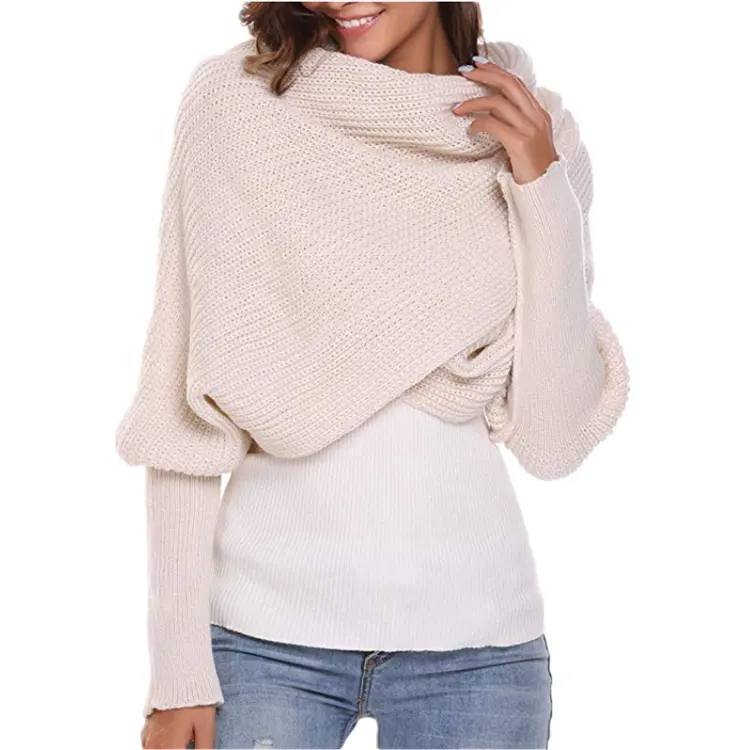 Nidus — manteau Long châle chaud d'hiver unisexe, couverture tricotée Crochet, grand châle à manches, collection