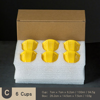 Ensemble de 6 tasses à café et à thé en céramique de style arabe moderne et simple, motif tulipe en relief multicolore, 100 ml, Moyen-Orient