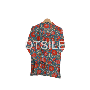 ชุดนอนผ้าฝ้าย100% สำหรับผู้หญิงชุดนอนผ้าฝ้ายอินเดียพิมพ์ลายดอกไม้ - Product Image 5