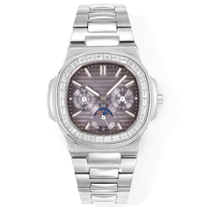 Reloj de Pulsera de Acero Inoxidable con Bisel de Diamantes 2026, Función de Fecha y Fase Lunar, Versátil, Casual, Formal, de Alta Gama, Coleccionable y de Lujo - Product Image 1