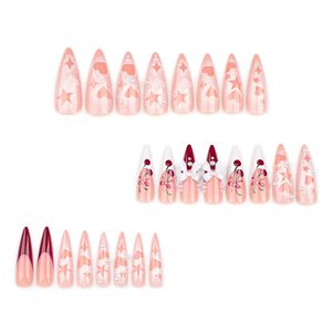 OEM Nouveau 3D Long Stiletto Noeud <span class=keywords><strong>Cerise</strong></span> Perle Français Press on Faux Ongles Couverture Complète Ins Ongles Artificiels <span class=keywords><strong>Manucure</strong></span> - Product Image 6
