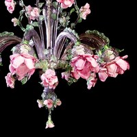 Lustre suspendu en verre de Murano rose et vert, fait main, élégant et luxueux, pour hôtel, maison, salon