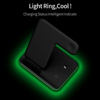 Chargeur sans fil 3 en 1 certifié Ce Rohs Fcc, support de charge multifonction 15W pour téléphone avec lumière nocturne