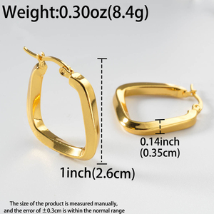 Pendientes de Aro Cuadrados de Acero Inoxidable Chapados en Oro de 18K, Resistentes al Agua, Sin Deslustre, Joyería Minimalista Diaria para Mujer - Product Image 6