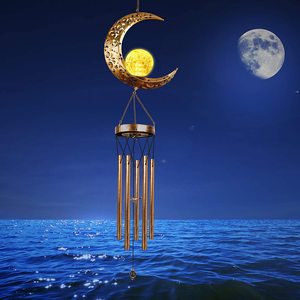 Oniya <strong>Large</strong> Retro Copper Wind Bells with Crackle Glass <strong>Ball</strong>, Soft Deep Tone, <strong>Solar</strong> Wind Chimes for Patio <strong>Garden</strong> Decor - Product Image 2