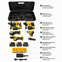 Ensemble d'outils électriques sans fil 21V sans balais 4 pièces, meuleuse d'angle 125mm, perceuse, marteau, clé à chocs, options 800W 4.0Ah