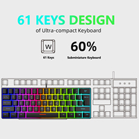 ZEHAO Vente en gros PC ordinateur USB filaire 61 touches Mini clavier de jeu mécanique RVB LED