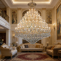 Lustre LED en cristal européen chromé de grande taille DUOMEIJU avec hauteur réglable pour salon, escalier, hall d'hôtel de luxe