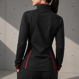 Chaqueta de Forro Polar Personalizada para Mujer con Orificios para Pulgares, Cierre de Cremallera, Manga Larga, Cuello Alto, Color Sólido, OEM, ODM, Marca Privada - Product Image 4