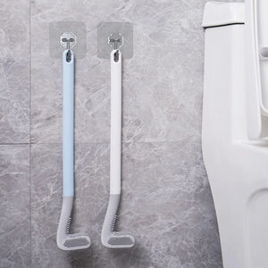 Brosse de nettoyage en silicone à long manche pour WC, toilettes, salle de bain, et pour le nettoyage des cuvettes de toilettes à la position accroupie, vente en gros - Product Image 3