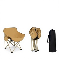 Accoudoir de pêche pliable confortable et peu encombrant avec poche latérale, en tissu Oxford, portable, couleur kaki sable, avec structure en acier carbone, écologique