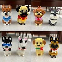8 styles de modèles de chiens de dessin animé à assembler soi-même, jouet de construction en briques pour enfants