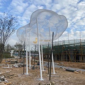 Nouvelle conception Art Déco, sculpture en forme de nuage en acier inoxydable, étanche, durable, multifonctionnelle, miroir poli, montage au sol, extérieur - Product Image 2