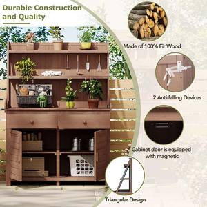 Armoire de rangement multifonctionnelle en bois pour jardin extérieur et banc de travail, station de travail décorative <span class=keywords><strong>avec</strong></span> <span class=keywords><strong>panneau</strong></span> de jardin pour patio et cour - Product Image 5