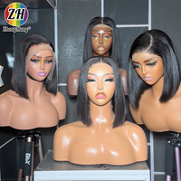 Perruques Bob populaires de fournisseur direct, livraison rapide, cheveux humains 16A SDD, perruques Lace Front en vrais cheveux, coiffure Bob, 8-16 pouces, perruque noire naturelle
