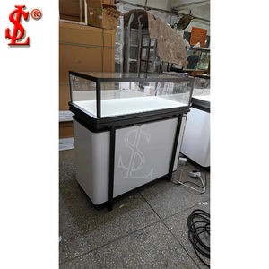 현대 보석 가게 디자인 인테리어 화이트 나무 보석 카운터 블랙 메탈 디스플레이 쇼핑몰 보석 쇼케이스 - Product Image 3