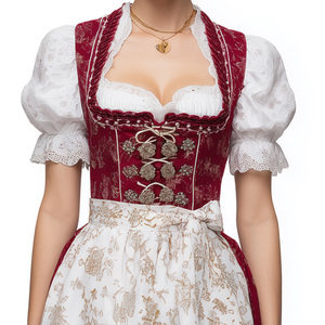 Robe Dirndl en polyester pour femmes adultes, pour les festivals de la bière, <span class=keywords><strong>Halloween</strong></span>, carnaval, costume traditionnel bavarois - Product Image 2