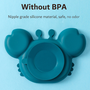 Piatto antiscivolo in Silicone per uso alimentare con impugnatura divisa da tavola in Silicone piatto per bambini infrangibile in Silicone per ventosa - Product Image 4