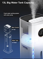 Humidificateur à ultrasons en plastique sur pied de 13 L pour la maison et l'hôtel, fonctionnement silencieux, grand volume de brume