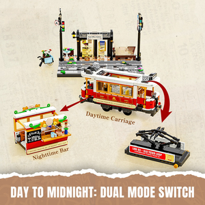 Funwhole L9084 2025 Set di Costruzioni <span class=keywords><strong>Tram</strong></span> Retrò con Piccole Particelle, Illuminazione LED, Decorazione per la Vita in Città, Giocattoli per Bambini, Regalo, 1274 Pezzi - Product Image 5