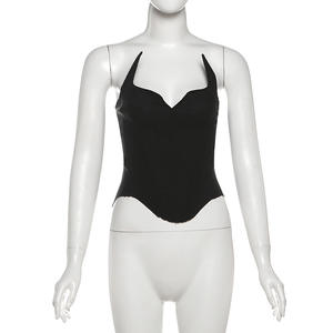 Conjunto de Dos Piezas Viviblook Z0130ST03 para Mujer, Top Corto sin Mangas, sin Espalda y sin Tirantes, Falda de Piel Sintética de Cintura Baja, Color Sólido - Product Image 4