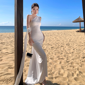On Sale White Dresses One Shoulder Cutout Detail Adds Allure | Alibaba.com