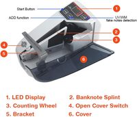 Lampe UV V30 Mini machine de comptage d'argent portable Compteur de billets de banque en espèces avec batterie