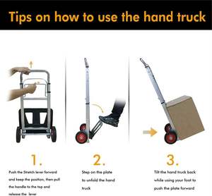 Aanpasbare Draagbare Opvouwbare Aluminium Tweewielig Platform Industrieel Gereedschap Trolley 90Kg Laden Ijzeren Rubber Winkelwagen - Product Image 6